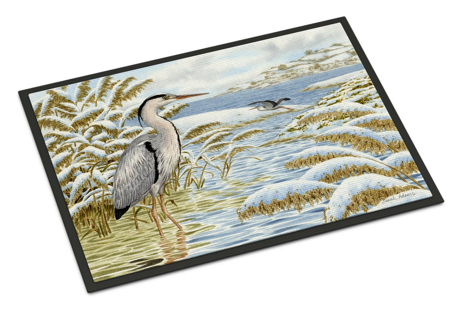 Blue Heron by the Water Doormat Indoor Outdoor 24H X 36W Front Door Mat Rugs for Entryway, Non Slip Washable Low Pile,
