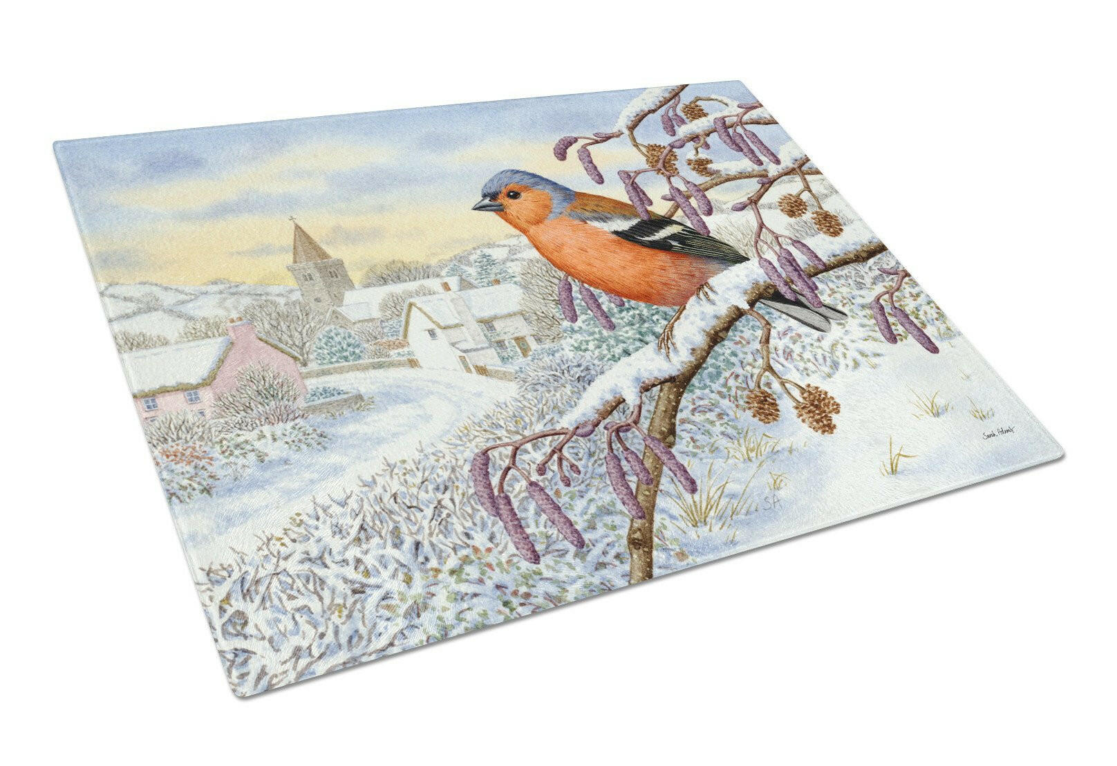 Bull Finch Cutting Board Tempered Glass Kitchen Cutting Surface, Heat Resistant Chopping, Non-Slip Feet, Food Prep & Serving