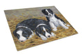 Border Collie Puppies Cutting Board Tempered Glass Kitchen Cutting Surface, Heat Resistant Chopping, Non-Slip Feet, Food Prep & Serving