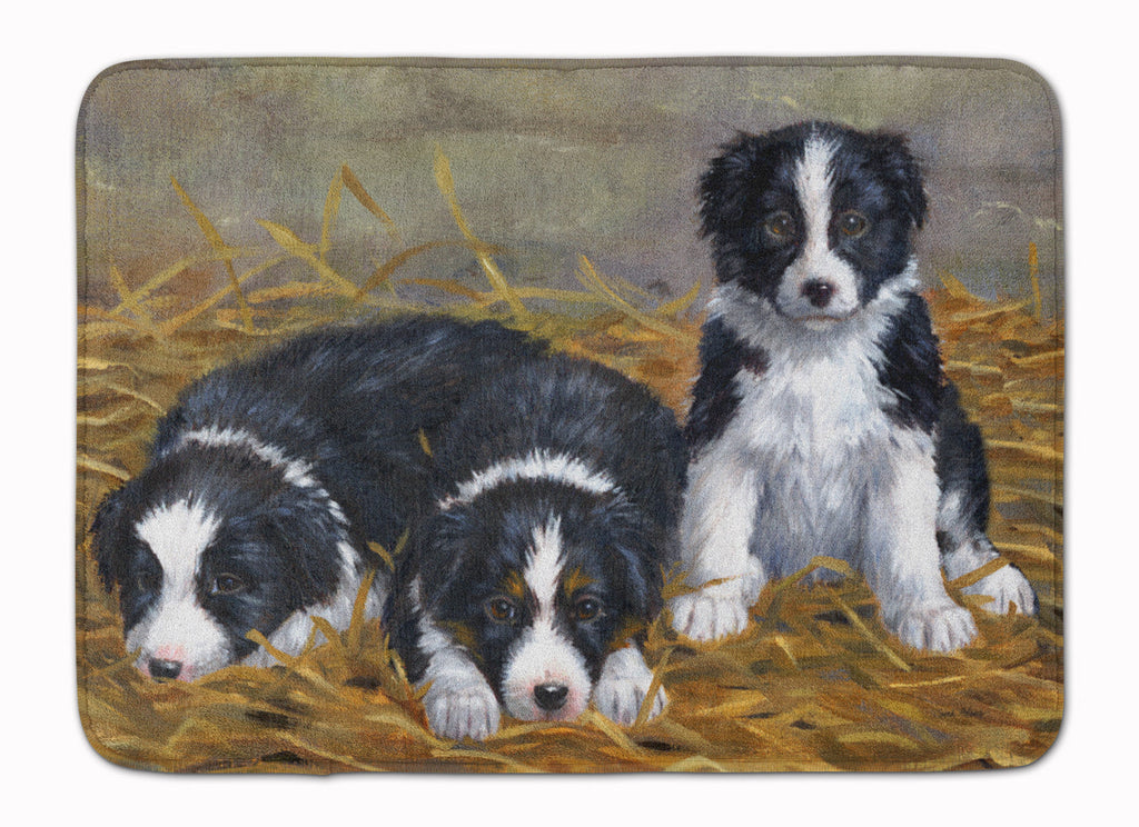 Border Collie Puppies Memory Foam Kitchen Mat Machine Washable Anti-Fatigue Cushion Comfort Bath or Kitchen Rug