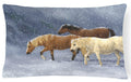 Seeking Shelter Horses Decorative Throw Pillow 12x16 Indoor Outdoor Accent Cushion, Fabric Cover with Insert for Sofa, Bed, Porch & Living Room