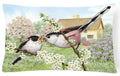 Long Tailed Tits Decorative Throw Pillow 12x16 Indoor Outdoor Accent Cushion, Fabric Cover with Insert for Sofa, Bed, Porch & Living Room