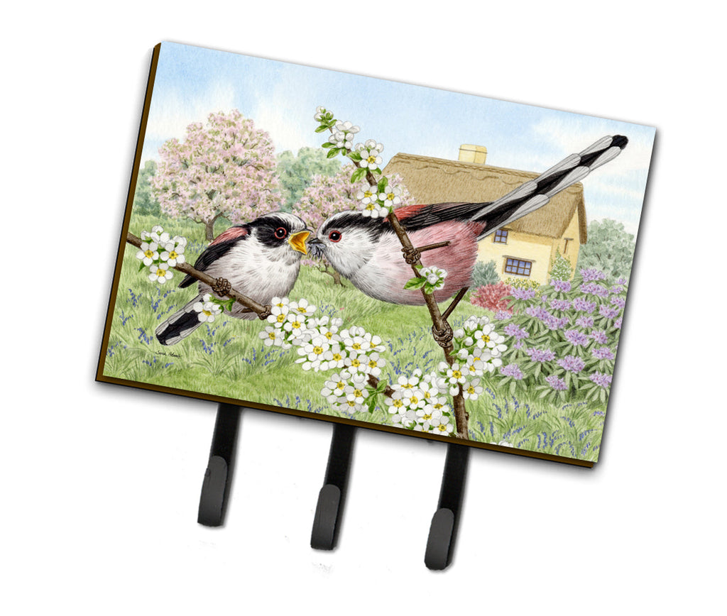 Long Tailed Tits Leash or Key Holder Wall Hooks, Coat Rack Wall Mount, for Hanging Keys, Towels, Aprons, Leashes