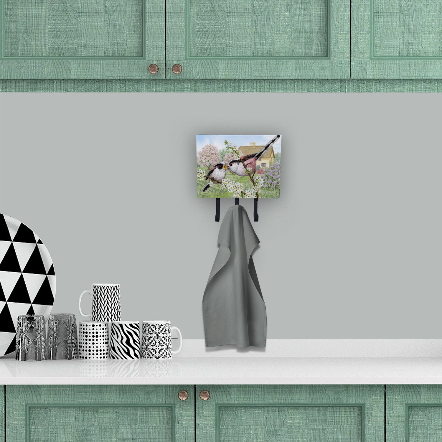 Long Tailed Tits Leash or Key Holder Wall Hooks, Coat Rack Wall Mount, for Hanging Keys, Towels, Aprons, Leashes