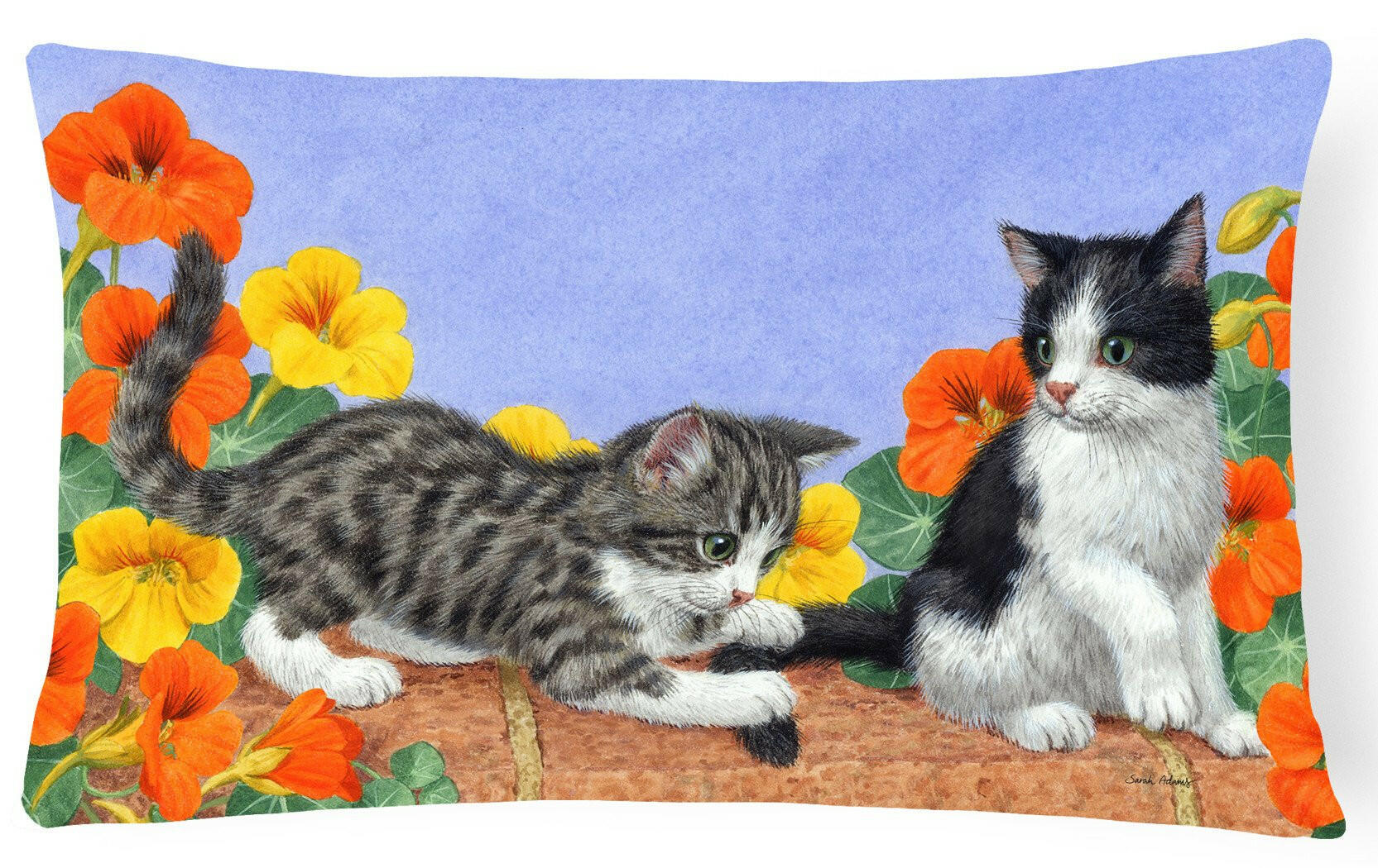 Kittens on Wall Decorative Throw Pillow 12x16 Indoor Outdoor Accent Cushion, Fabric Cover with Insert for Sofa, Bed, Porch & Living Room