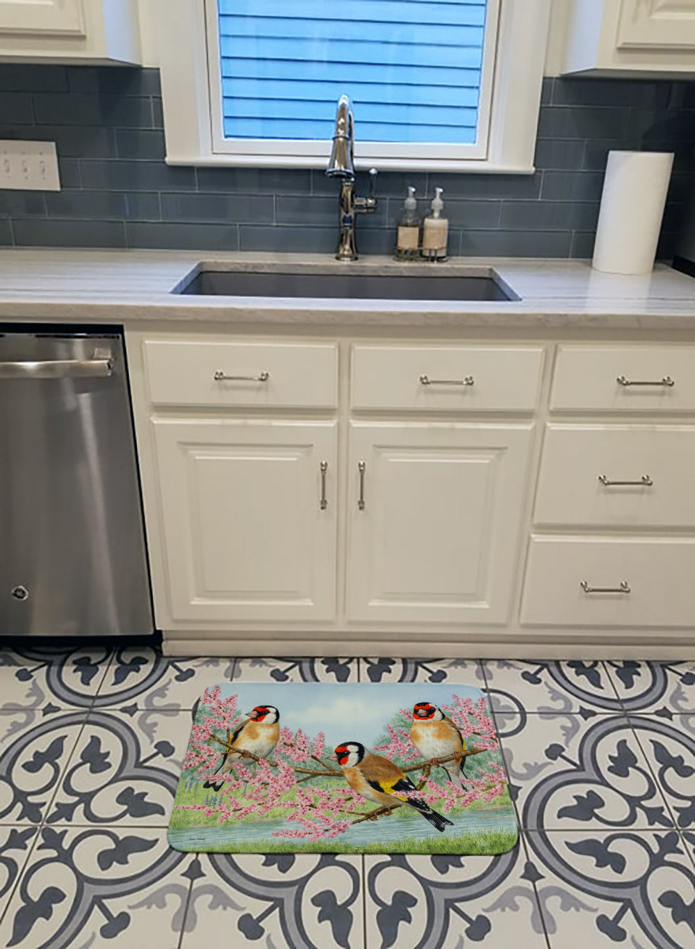 European Goldfinch Memory Foam Kitchen Mat Machine Washable Anti-Fatigue Cushion Comfort Bath or Kitchen Rug