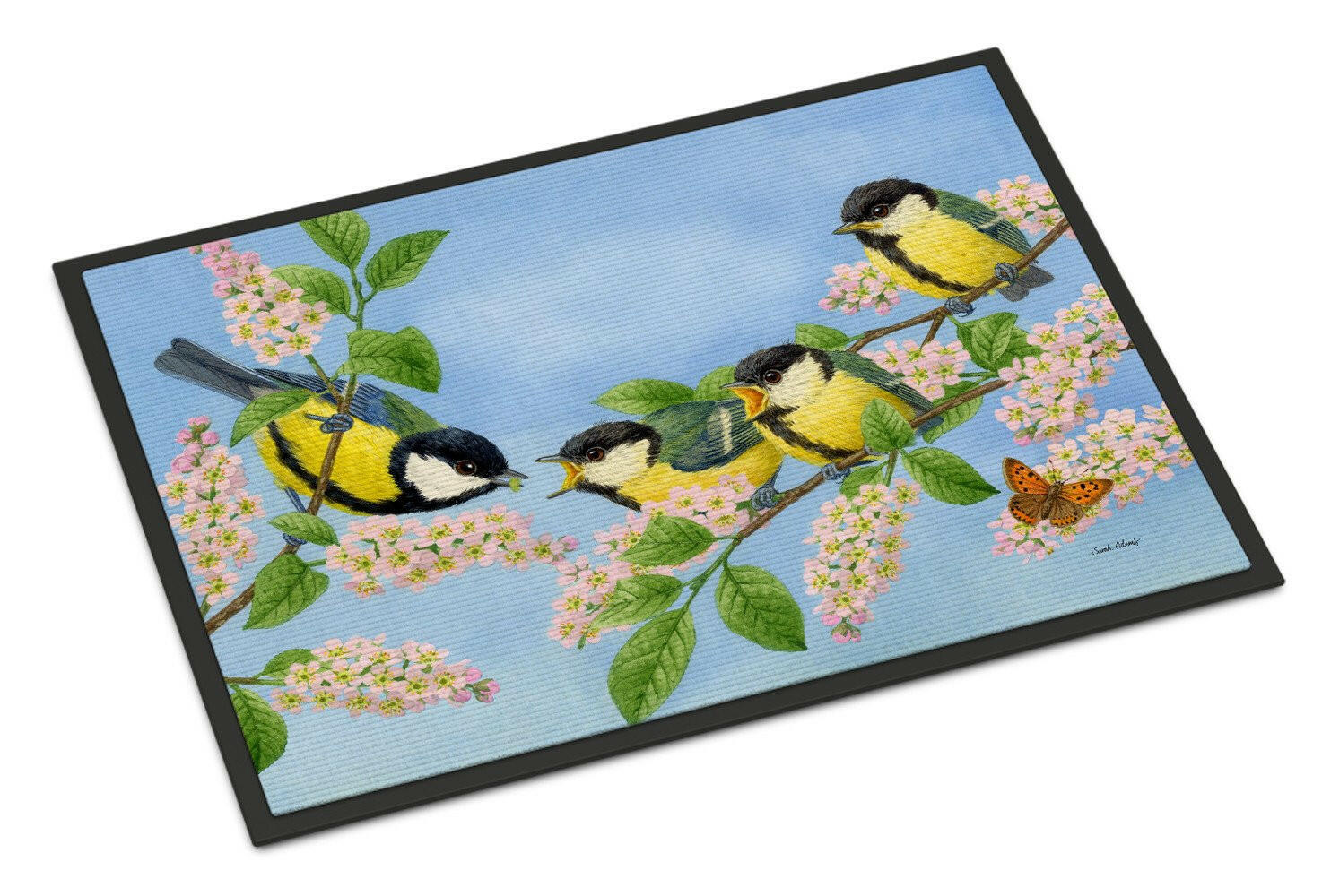 Great Tit Family of Birds Doormat Indoor Outdoor 24H X 36W Front Door Mat Rugs for Entryway, Non Slip Washable Low Pile,
