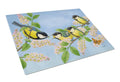 Great Tit Family of Birds Cutting Board Tempered Glass Kitchen Cutting Surface, Heat Resistant Chopping, Non-Slip Feet, Food Prep & Serving
