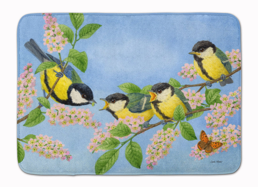 Great Tit Family of Birds Memory Foam Kitchen Mat Machine Washable Anti-Fatigue Cushion Comfort Bath or Kitchen Rug