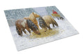 Shetland Ponies Cutting Board Tempered Glass Kitchen Cutting Surface, Heat Resistant Chopping, Non-Slip Feet, Food Prep & Serving