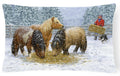 Shetland Ponies Decorative Throw Pillow 12x16 Indoor Outdoor Accent Cushion, Fabric Cover with Insert for Sofa, Bed, Porch & Living Room