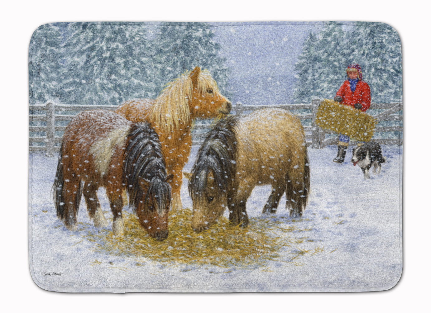 Shetland Ponies Memory Foam Kitchen Mat Machine Washable Anti-Fatigue Cushion Comfort Bath or Kitchen Rug