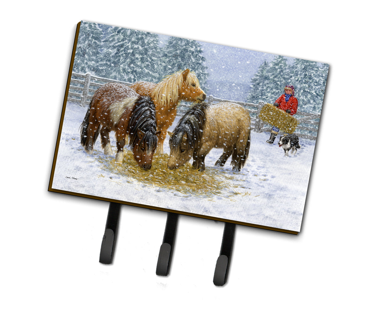 Shetland Ponies Leash or Key Holder Wall Hooks, Coat Rack Wall Mount, for Hanging Keys, Towels, Aprons, Leashes