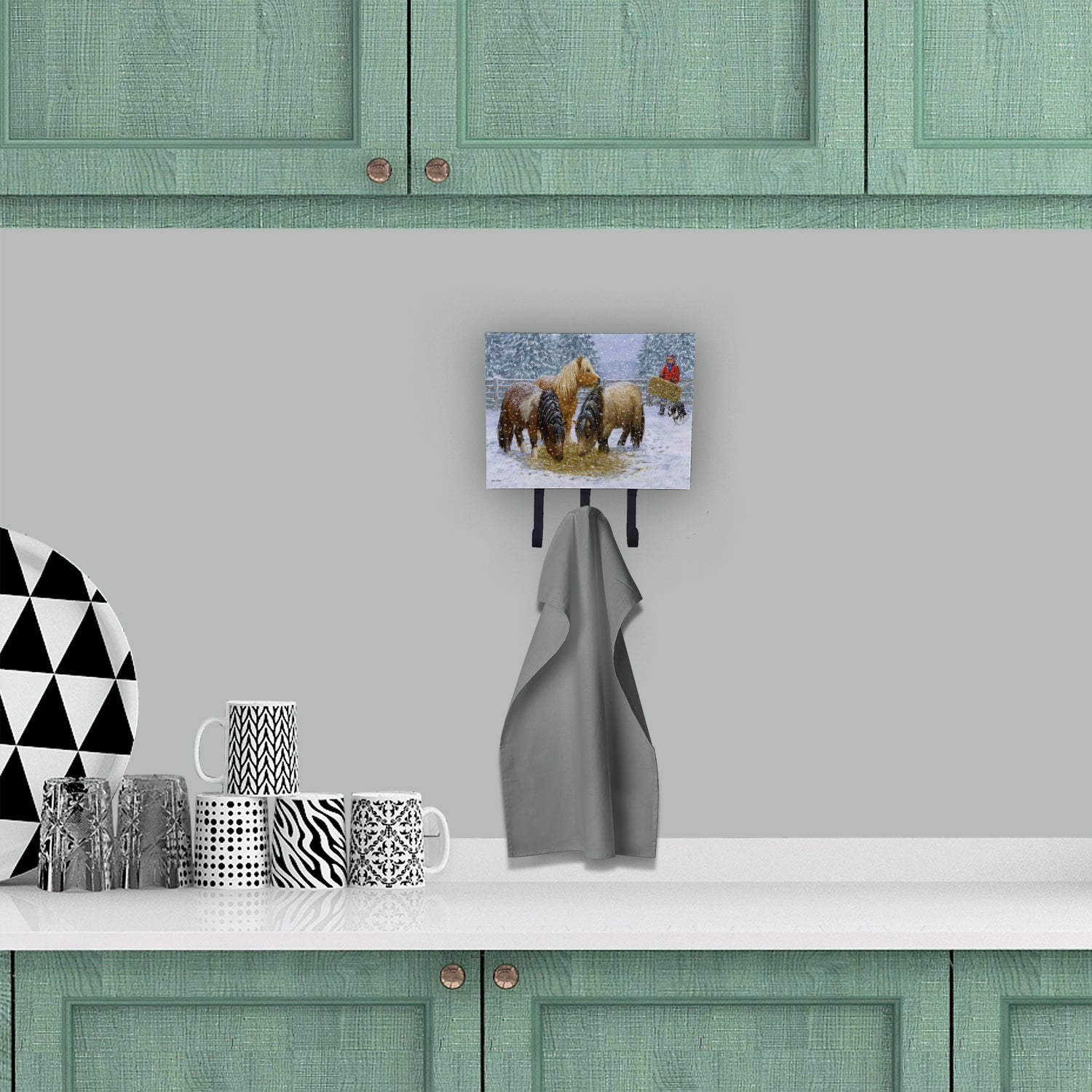 Shetland Ponies Leash or Key Holder Wall Hooks, Coat Rack Wall Mount, for Hanging Keys, Towels, Aprons, Leashes