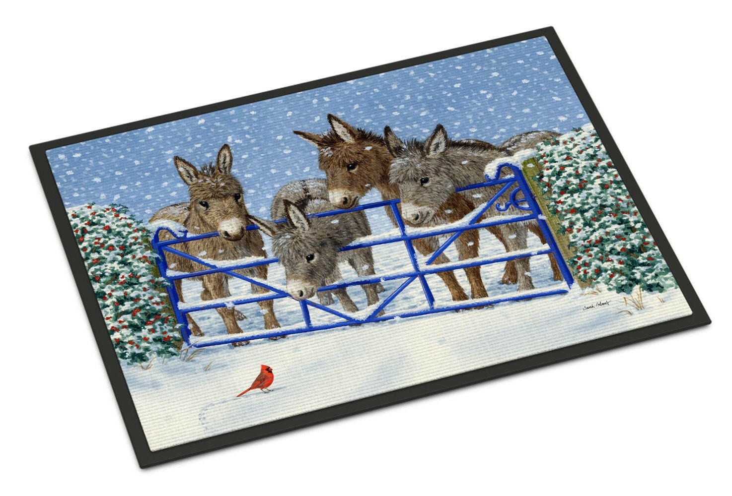 Donkeys and Cardinal Doormat Indoor Outdoor 24H X 36W Front Door Mat Rugs for Entryway, Non Slip Washable Low Pile,
