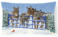 Donkeys and Cardinal Decorative Throw Pillow 12x16 Indoor Outdoor Accent Cushion, Fabric Cover with Insert for Sofa, Bed, Porch & Living Room