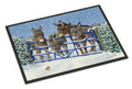 Donkeys and Robin at the Fence Doormat Indoor Outdoor 24H X 36W Front Door Mat Rugs for Entryway, Non Slip Washable Low Pile,
