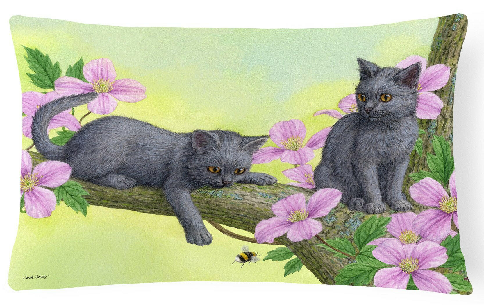 Chartruex Kittens Decorative Throw Pillow 12x16 Indoor Outdoor Accent Cushion, Fabric Cover with Insert for Sofa, Bed, Porch & Living Room