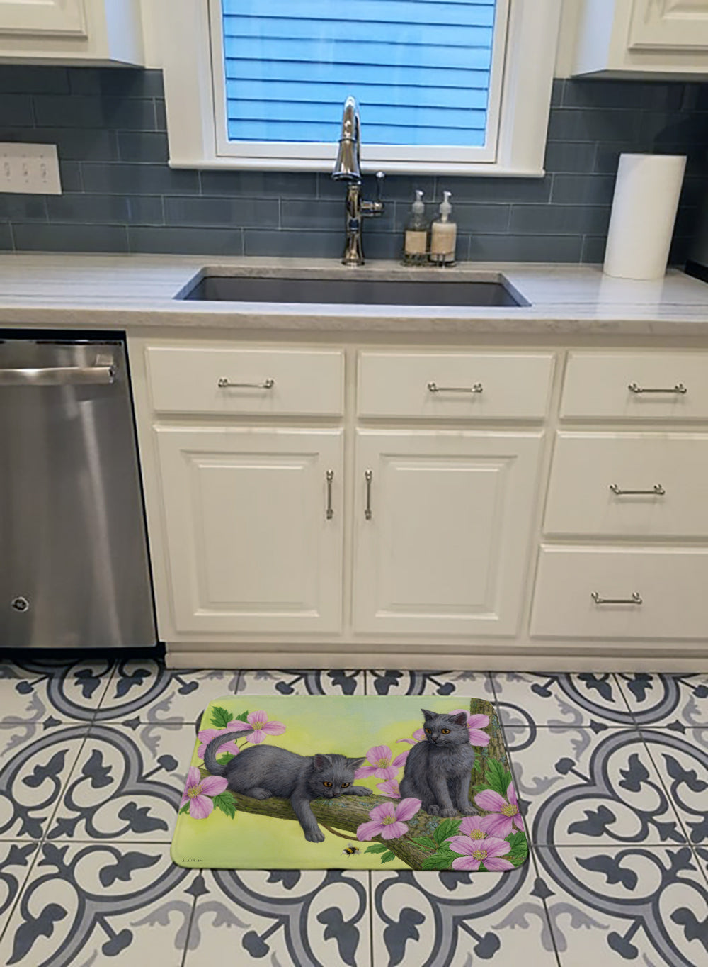 Chartruex Kittens Memory Foam Kitchen Mat Machine Washable Anti-Fatigue Cushion Comfort Bath or Kitchen Rug