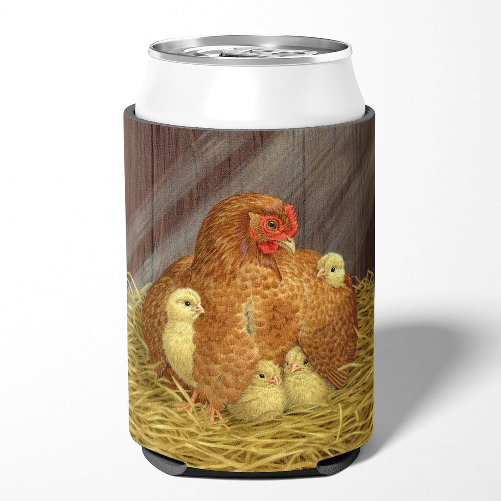 My Little Chickadees Hen with Chicks Can or Bottle Hugger Cooler Sleeve for Standard 12 oz Cans, Insulated Foam Beer & Soda Can Hugger Reusable