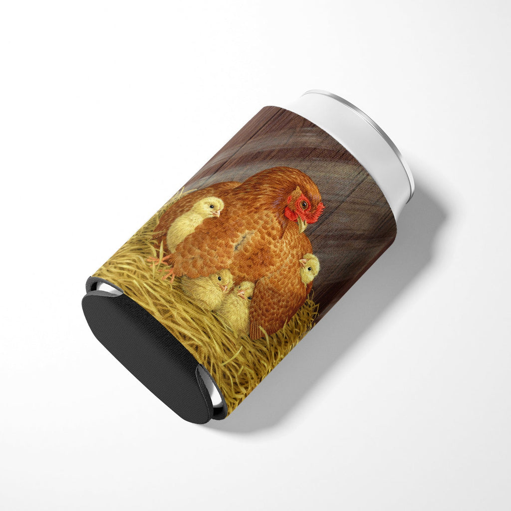 My Little Chickadees Hen with Chicks Can or Bottle Hugger Cooler Sleeve for Standard 12 oz Cans, Insulated Foam Beer & Soda Can Hugger Reusable