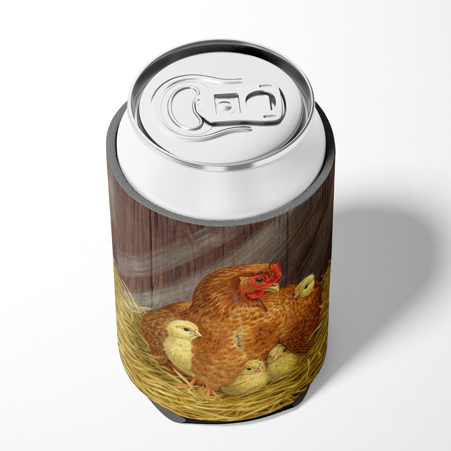 My Little Chickadees Hen with Chicks Can or Bottle Hugger Cooler Sleeve for Standard 12 oz Cans, Insulated Foam Beer & Soda Can Hugger Reusable