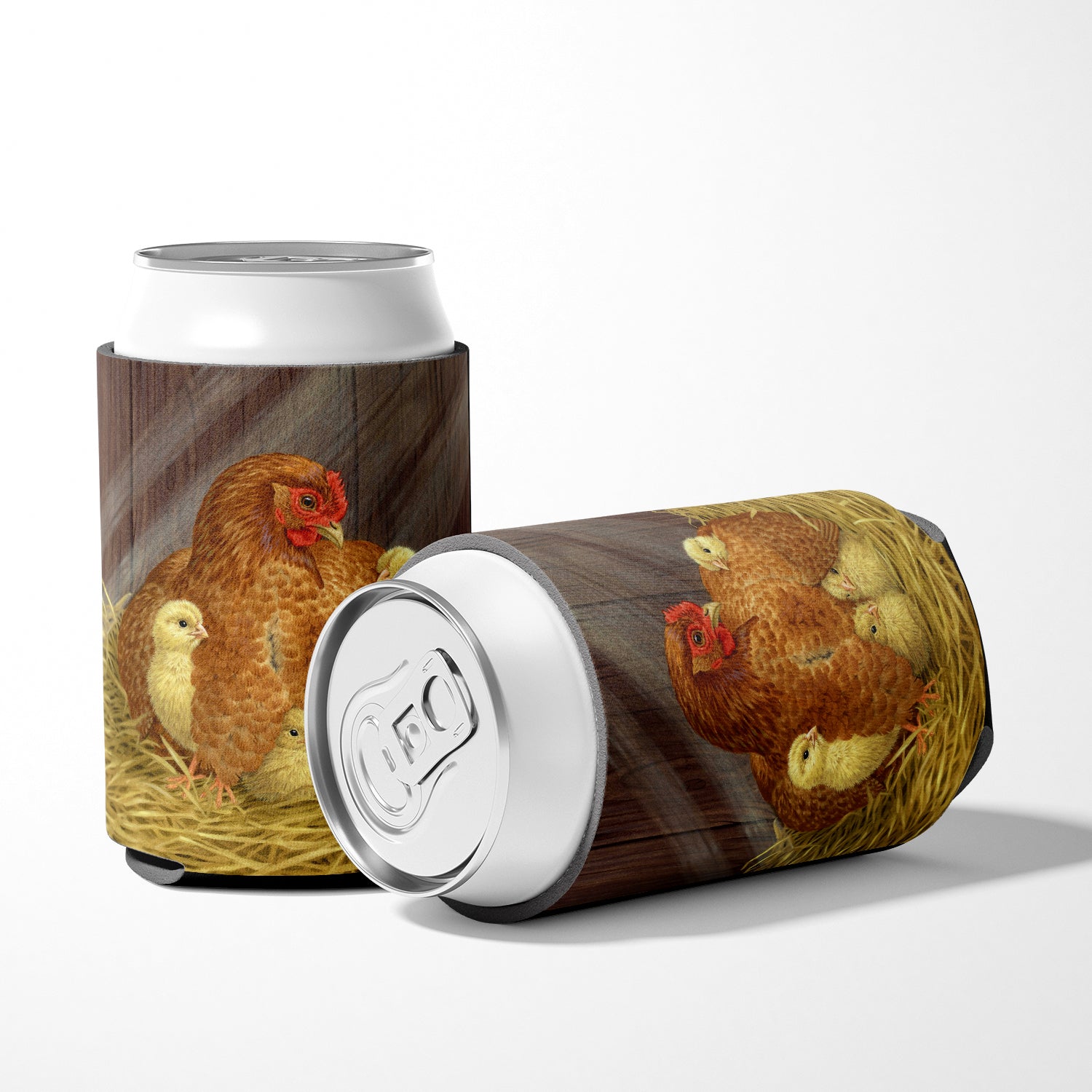 My Little Chickadees Hen with Chicks Can or Bottle Hugger Cooler Sleeve for Standard 12 oz Cans, Insulated Foam Beer & Soda Can Hugger Reusable