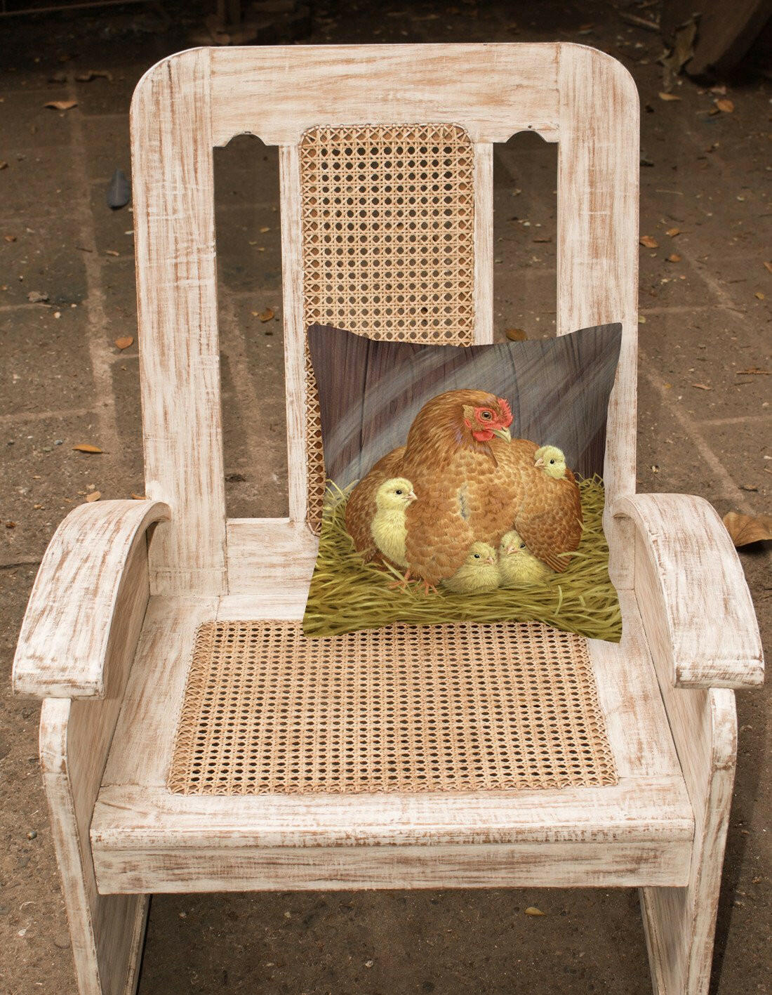 My Little Chickadees Hen with Chicks Decorative Throw Pillow 14x14 Indoor Outdoor Accent Cushion, Fabric Cover with Insert for Sofa, Bed, Porch & Living Room