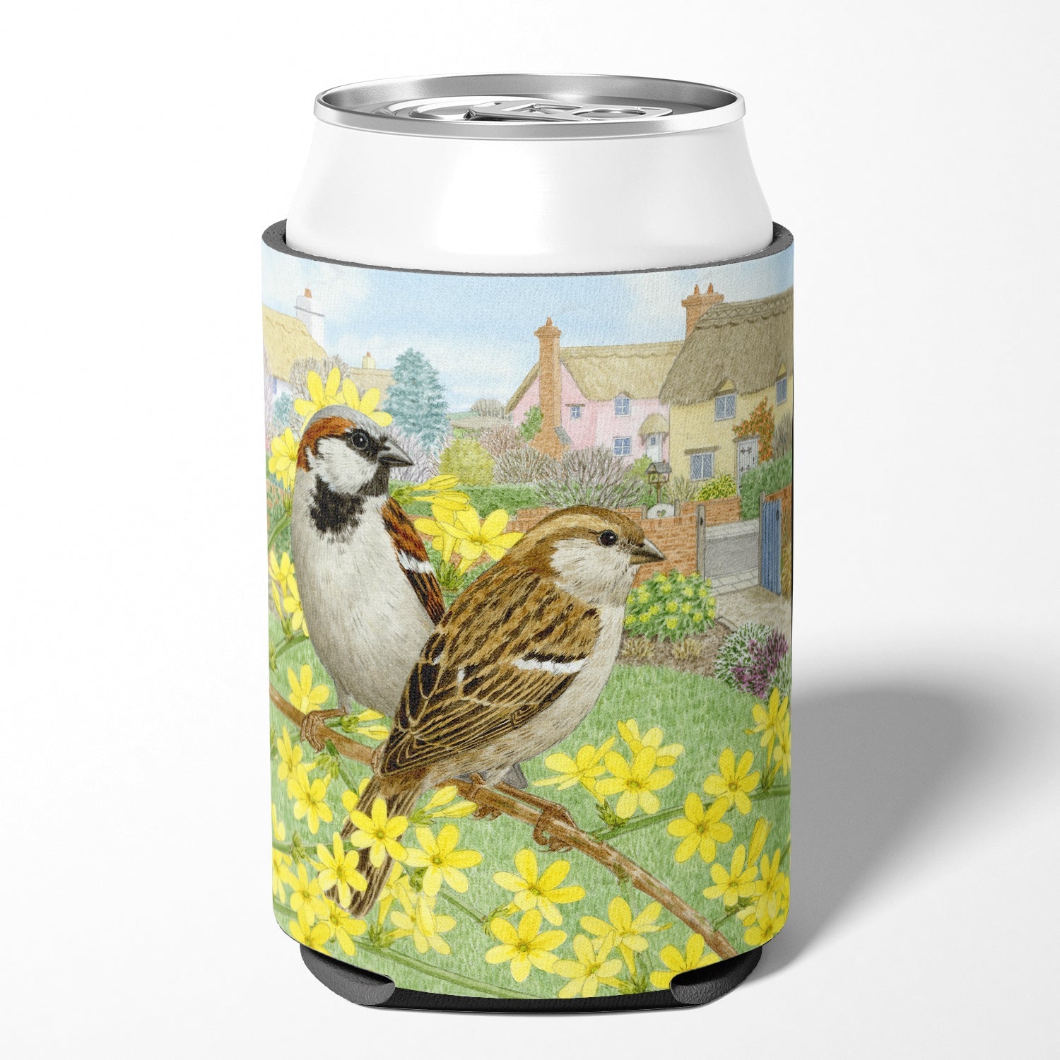House Sparrows by Sarah Adams Can or Bottle Hugger Cooler Sleeve for Standard 12 oz Cans, Insulated Foam Beer & Soda Can Hugger Reusable