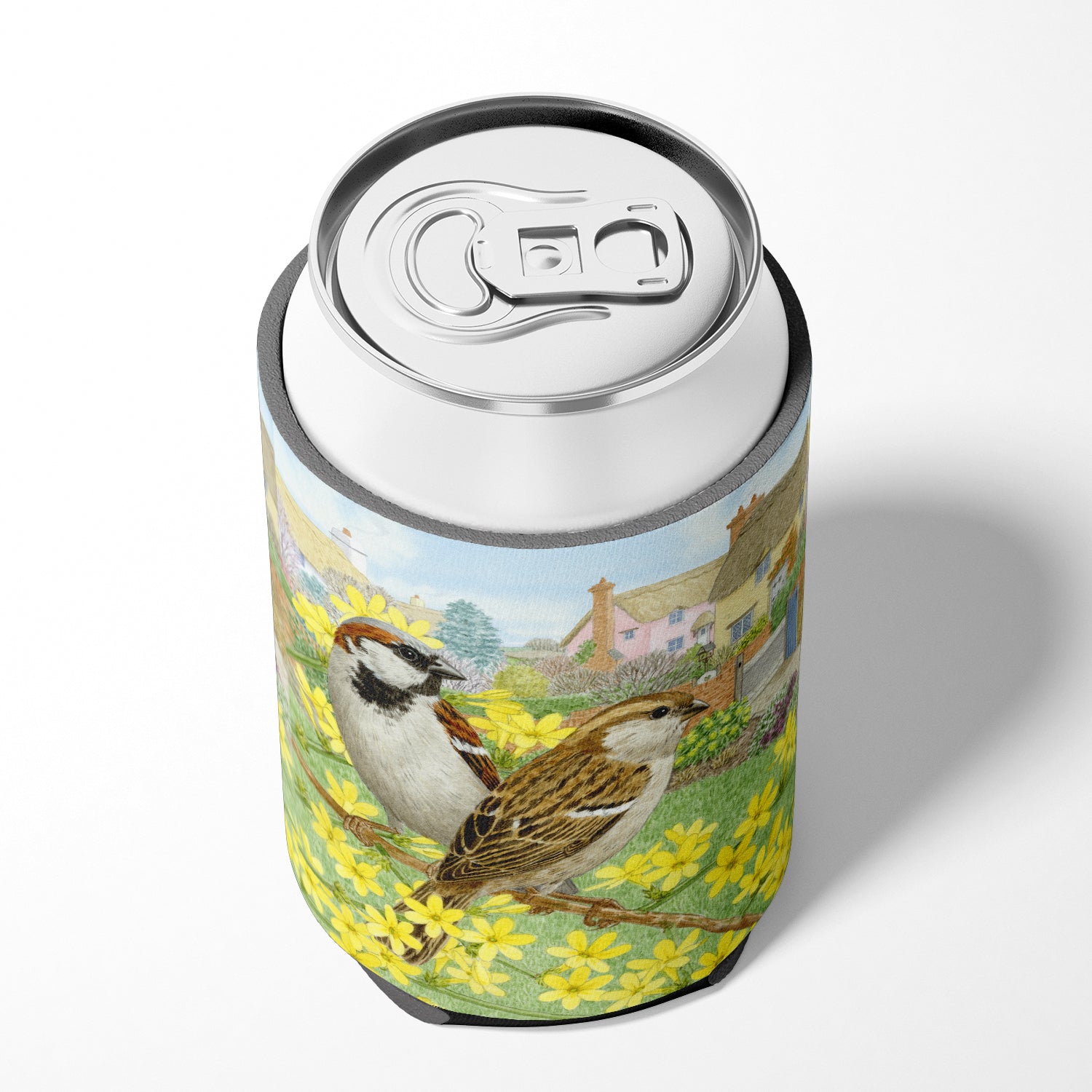 House Sparrows by Sarah Adams Can or Bottle Hugger Cooler Sleeve for Standard 12 oz Cans, Insulated Foam Beer & Soda Can Hugger Reusable
