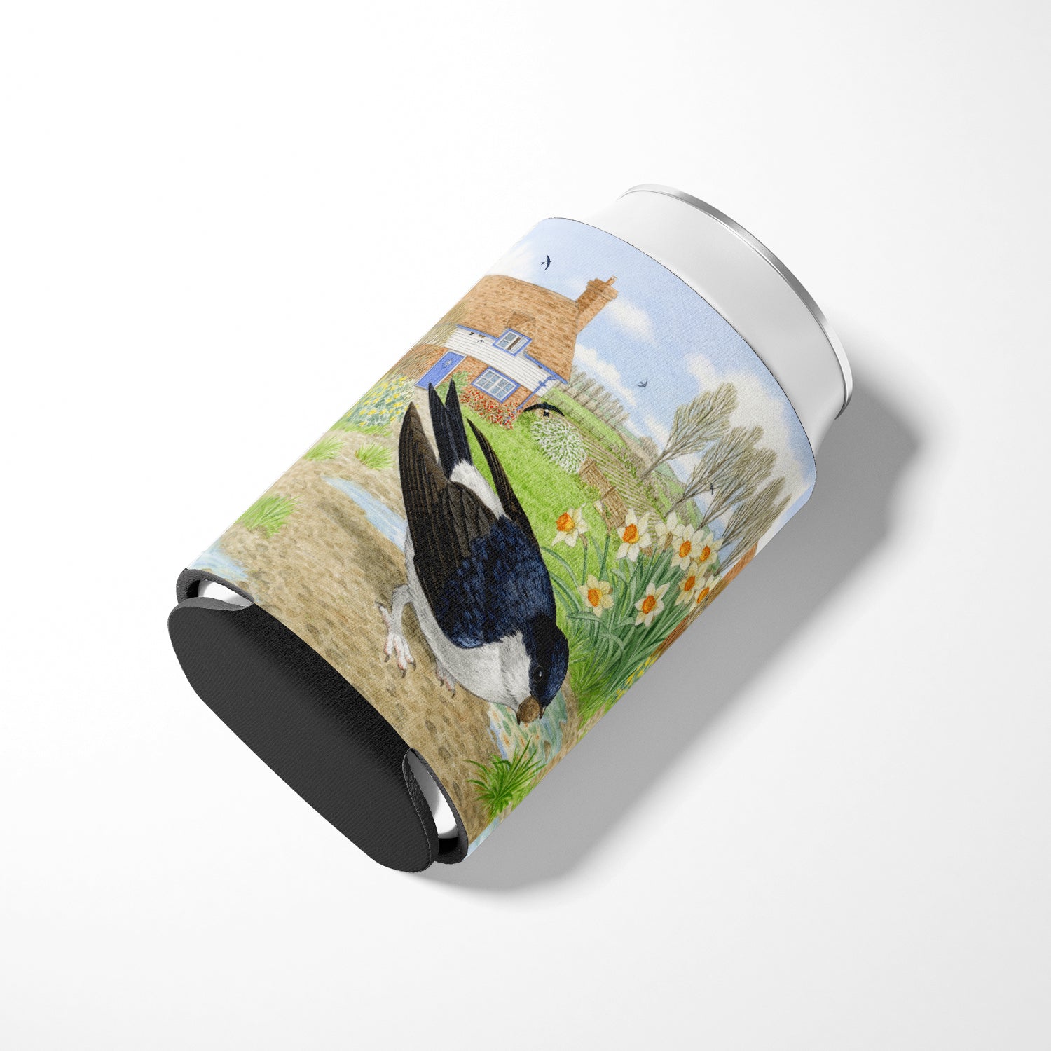 House Martin by Sarah Adams Can or Bottle Hugger Cooler Sleeve for Standard 12 oz Cans, Insulated Foam Beer & Soda Can Hugger Reusable