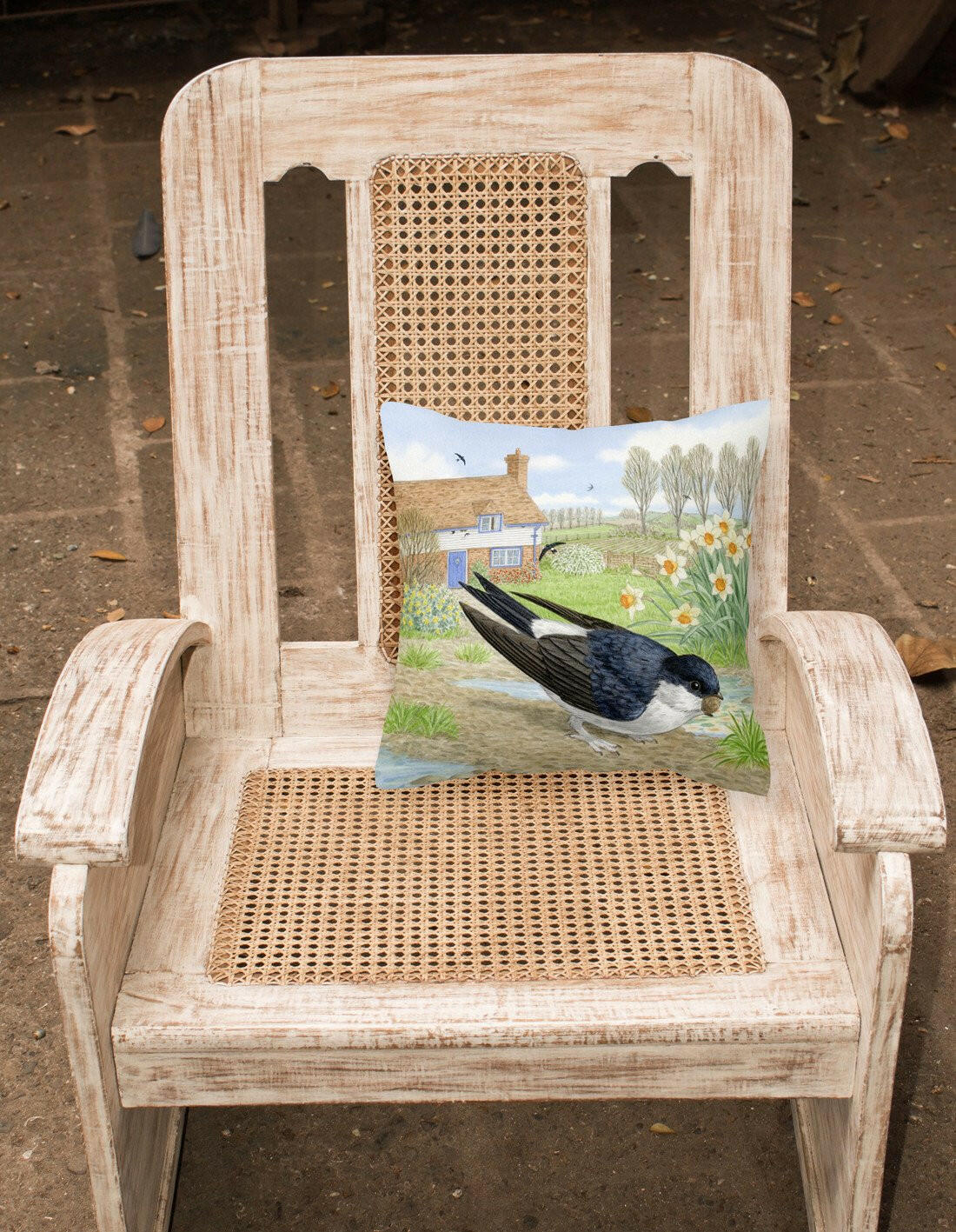 House Martin by Sarah Adams Decorative Throw Pillow 14x14 Indoor Outdoor Accent Cushion, Fabric Cover with Insert for Sofa, Bed, Porch & Living Room