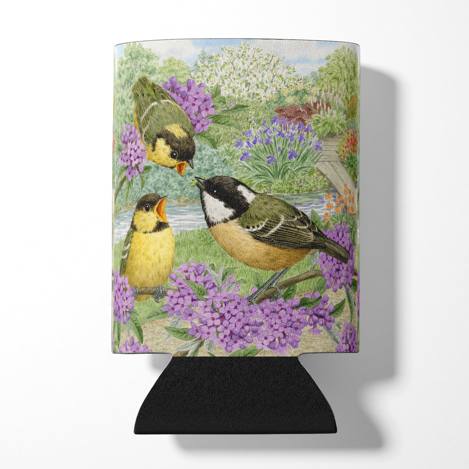 Coal Tits Feeding Time Can or Bottle Hugger Cooler Sleeve for Standard 12 oz Cans, Insulated Foam Beer & Soda Can Hugger Reusable