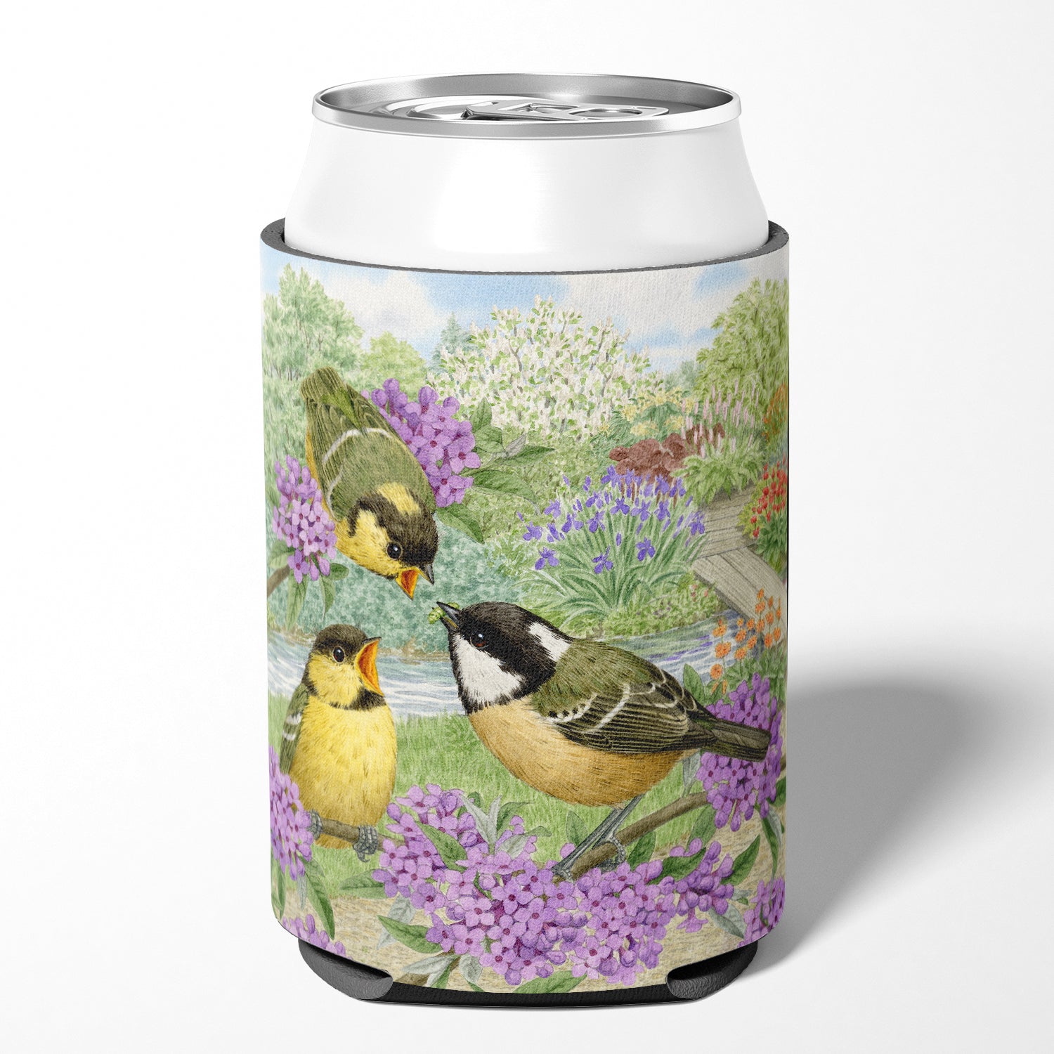 Coal Tits Feeding Time Can or Bottle Hugger Cooler Sleeve for Standard 12 oz Cans, Insulated Foam Beer & Soda Can Hugger Reusable