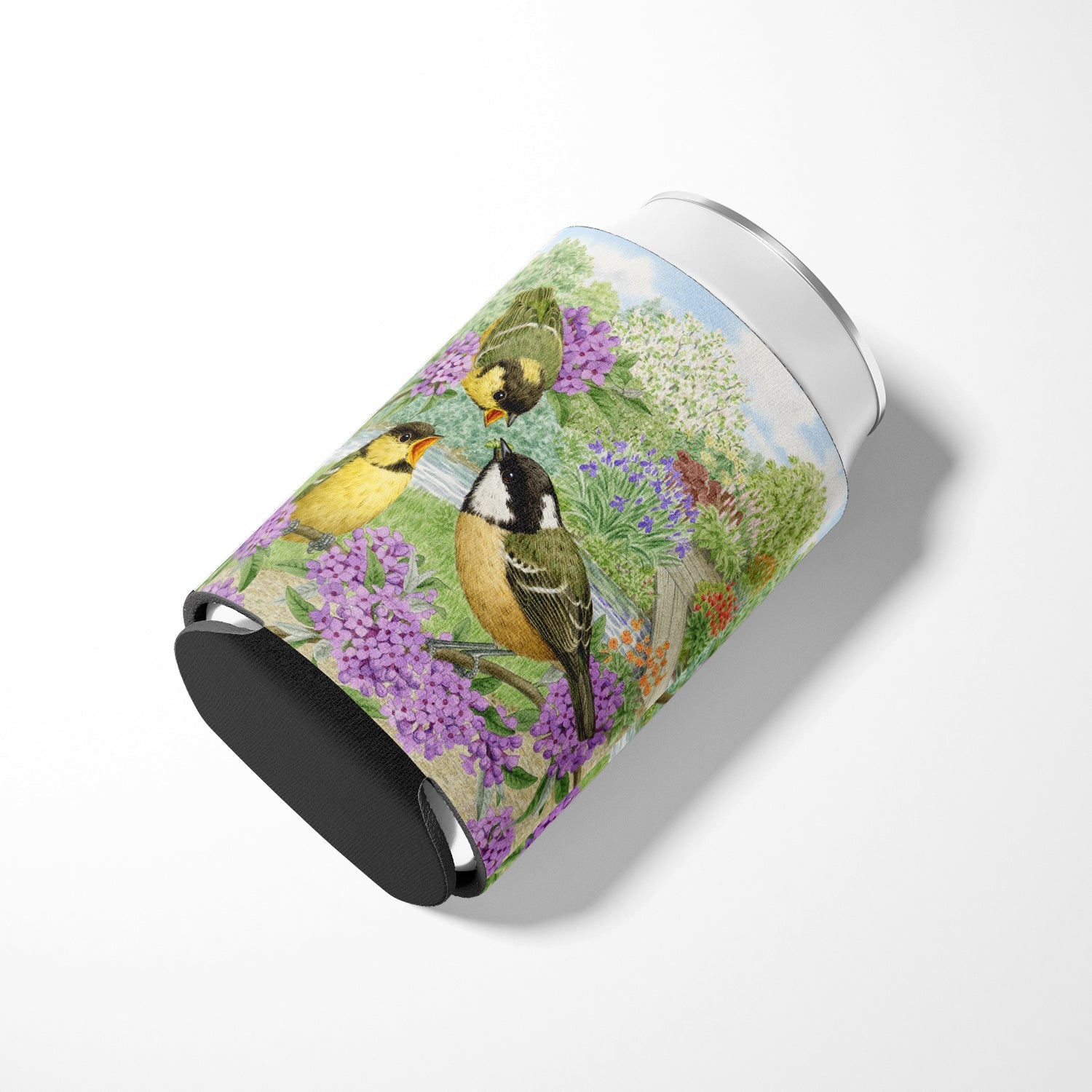 Coal Tits Feeding Time Can or Bottle Hugger Cooler Sleeve for Standard 12 oz Cans, Insulated Foam Beer & Soda Can Hugger Reusable