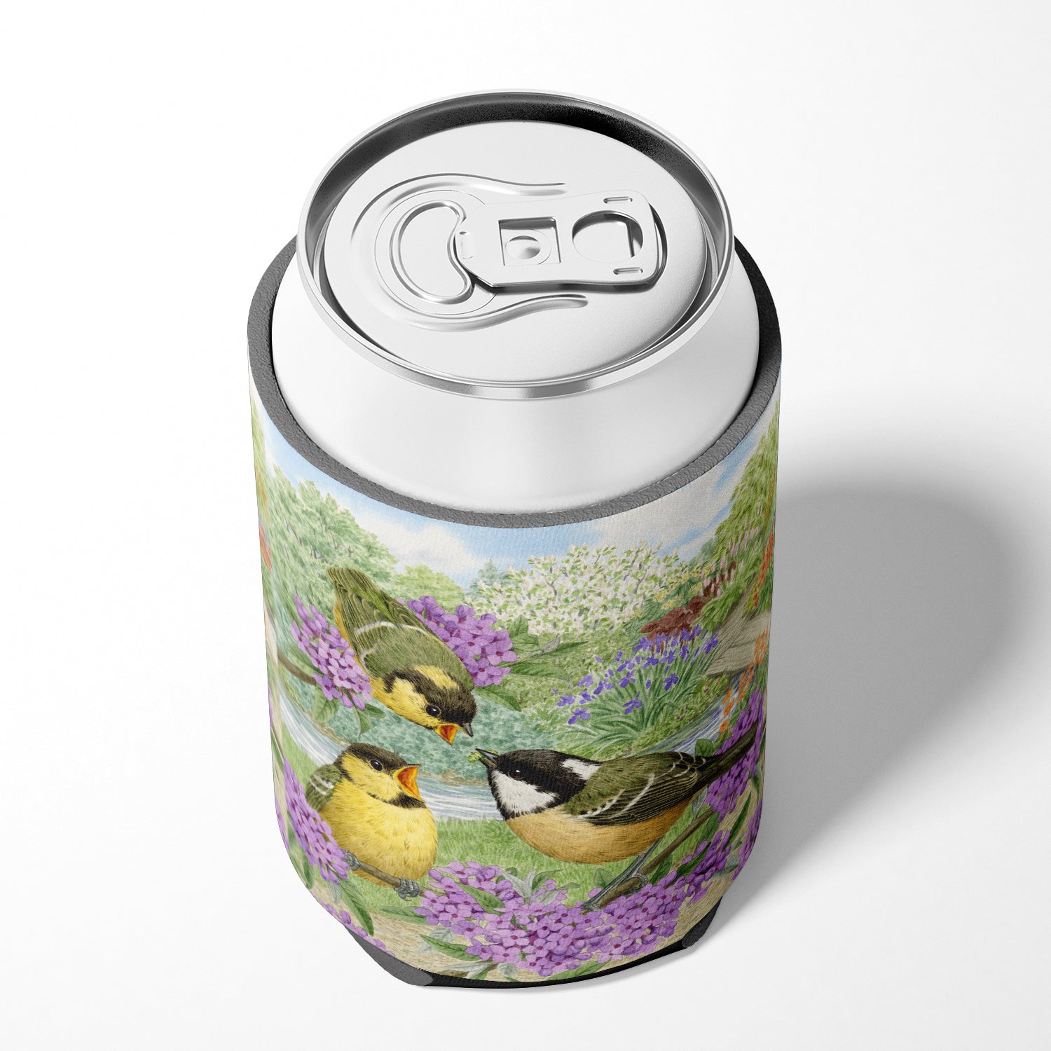 Coal Tits Feeding Time Can or Bottle Hugger Cooler Sleeve for Standard 12 oz Cans, Insulated Foam Beer & Soda Can Hugger Reusable
