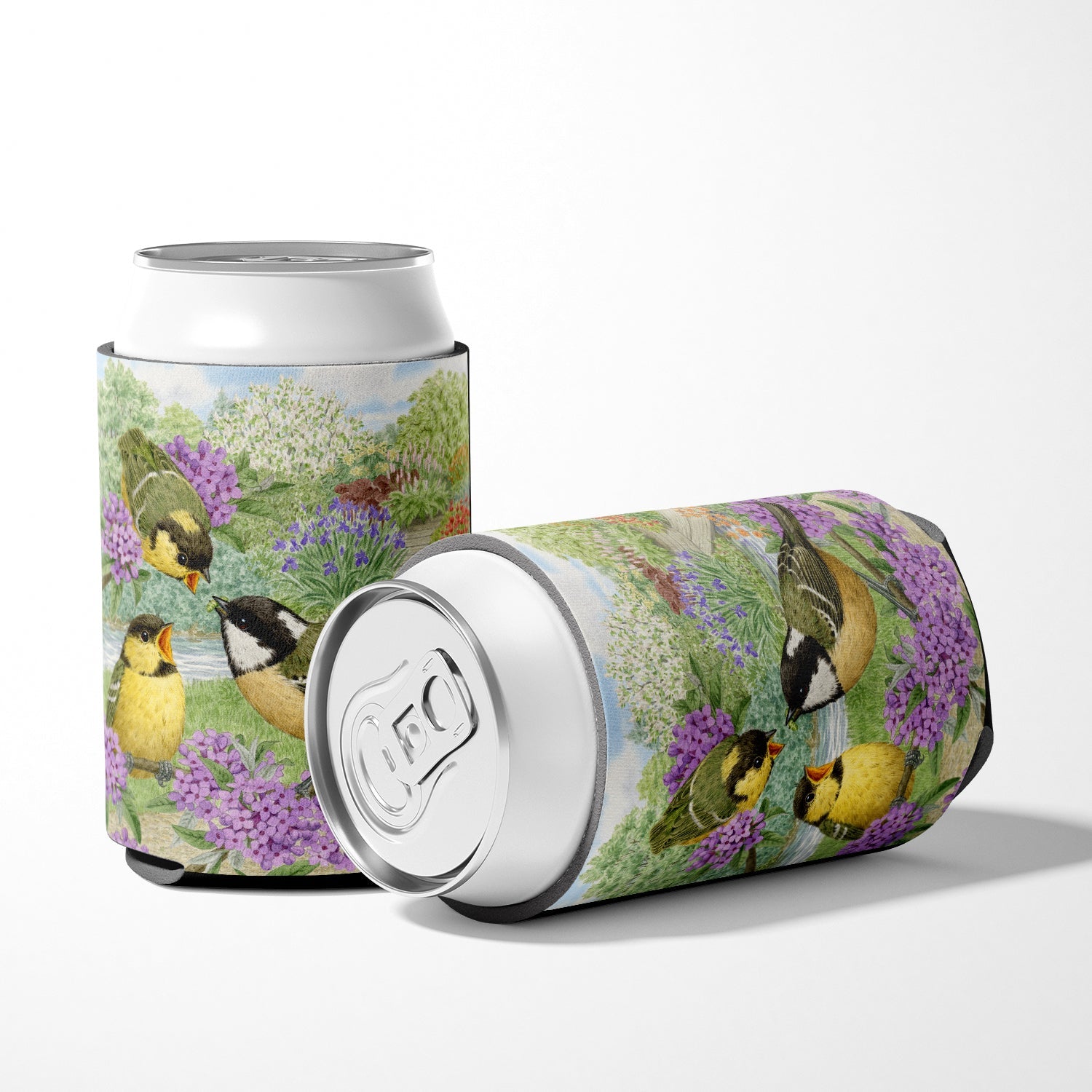 Coal Tits Feeding Time Can or Bottle Hugger Cooler Sleeve for Standard 12 oz Cans, Insulated Foam Beer & Soda Can Hugger Reusable
