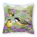 Coal Tits Feeding Time Decorative Throw Pillow 18x18 Indoor Outdoor Accent Cushion, Fabric Cover with Insert for Sofa, Bed, Porch & Living Room
