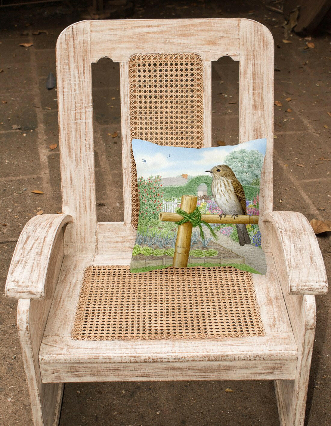 Spotted Flycatcher by Sarah Adams Decorative Throw Pillow 14x14 Indoor Outdoor Accent Cushion, Fabric Cover with Insert for Sofa, Bed, Porch & Living Room