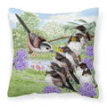 Long Tailed Tits by Sarah Adams Decorative Throw Pillow 18x18 Indoor Outdoor Accent Cushion, Fabric Cover with Insert for Sofa, Bed, Porch & Living Room