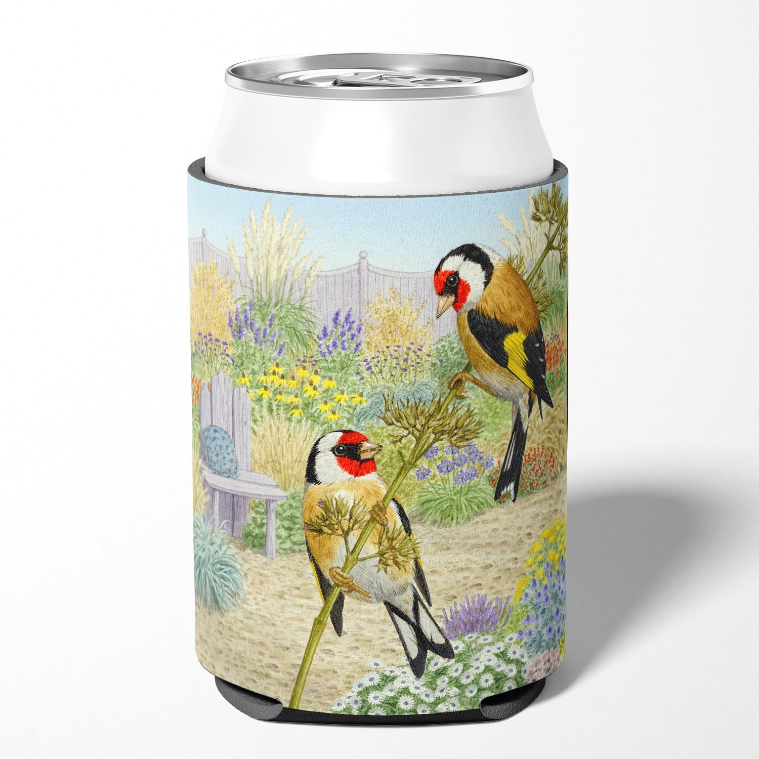 European Goldfinches by Sarah Adams Can or Bottle Hugger Cooler Sleeve for Standard 12 oz Cans, Insulated Foam Beer & Soda Can Hugger Reusable