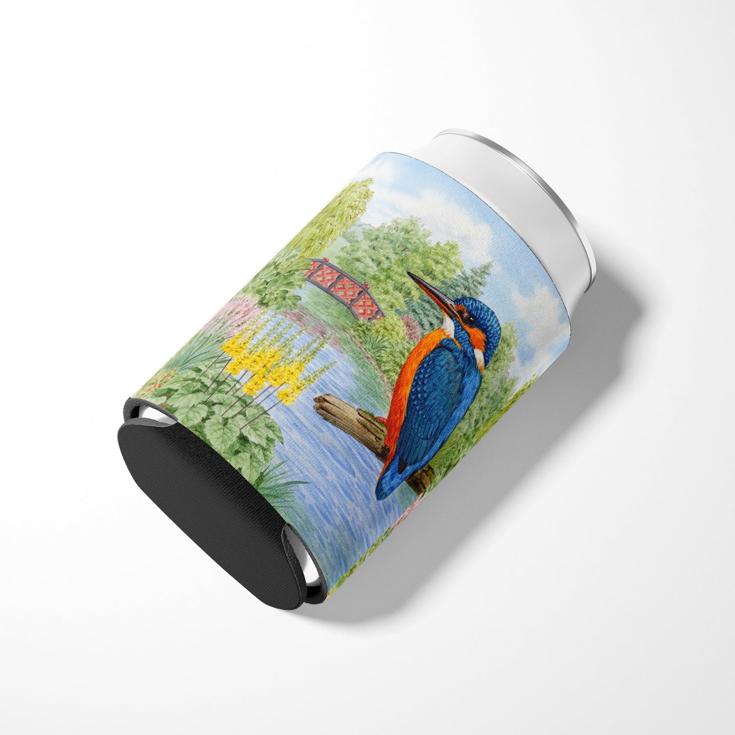 Kingfisher by Sarah Adams Can or Bottle Hugger Cooler Sleeve for Standard 12 oz Cans, Insulated Foam Beer & Soda Can Hugger Reusable