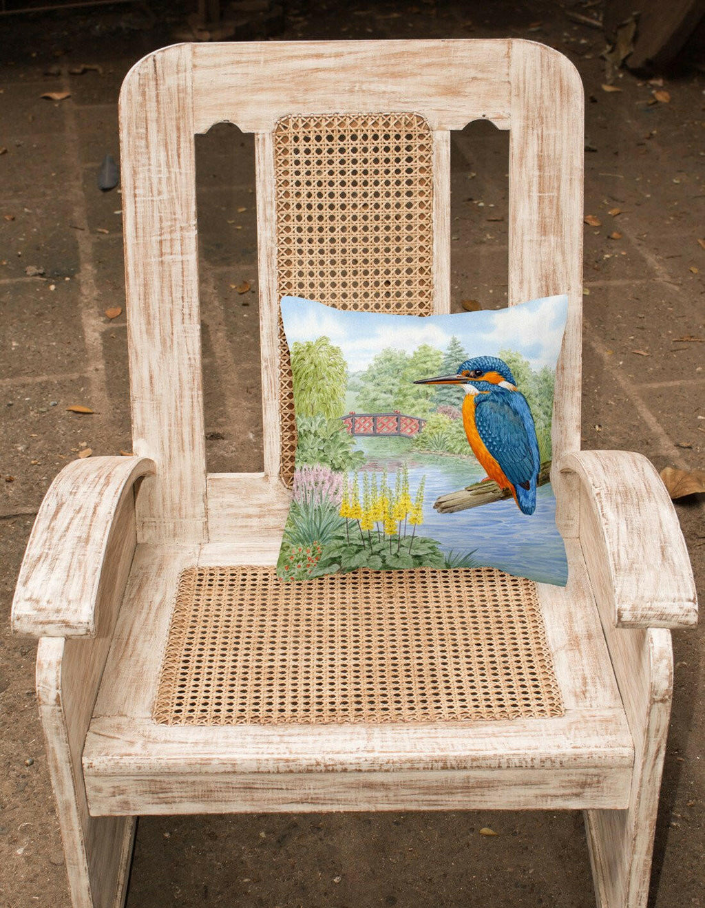 Kingfisher by Sarah Adams Decorative Throw Pillow 14x14 Indoor Outdoor Accent Cushion, Fabric Cover with Insert for Sofa, Bed, Porch & Living Room