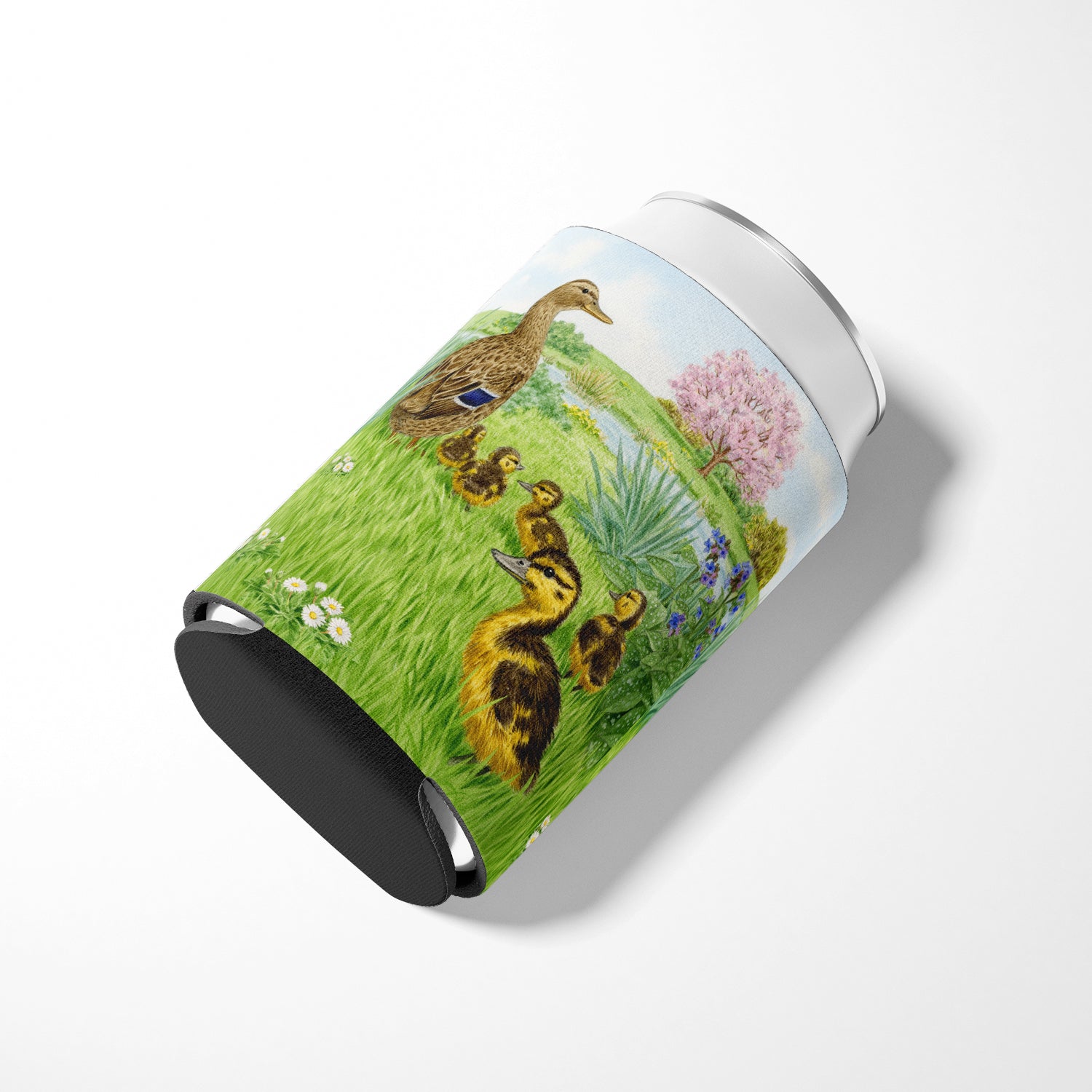 Mallard and Ducklings by Sarah Adams Can or Bottle Hugger Cooler Sleeve for Standard 12 oz Cans, Insulated Foam Beer & Soda Can Hugger Reusable
