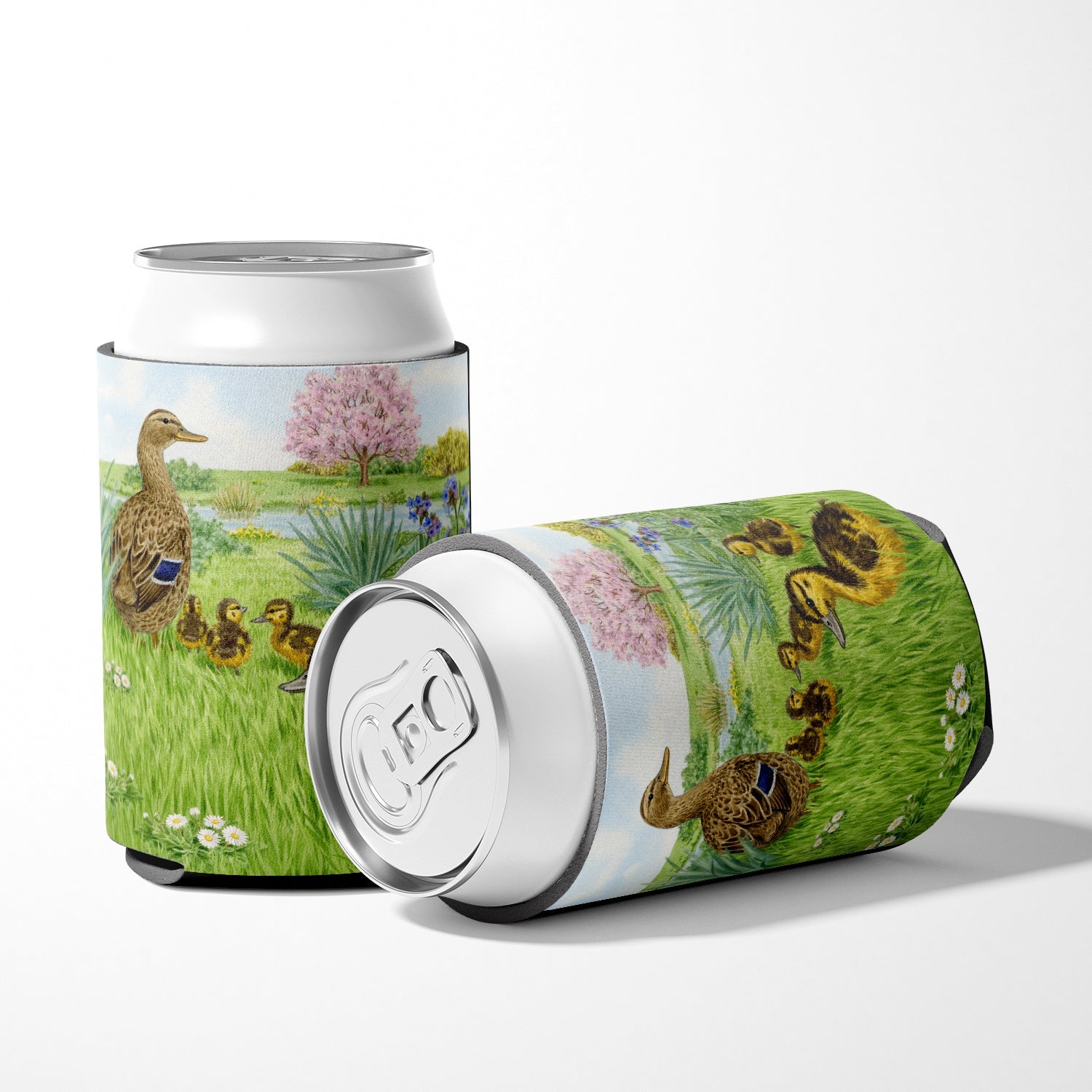 Mallard and Ducklings by Sarah Adams Can or Bottle Hugger Cooler Sleeve for Standard 12 oz Cans, Insulated Foam Beer & Soda Can Hugger Reusable