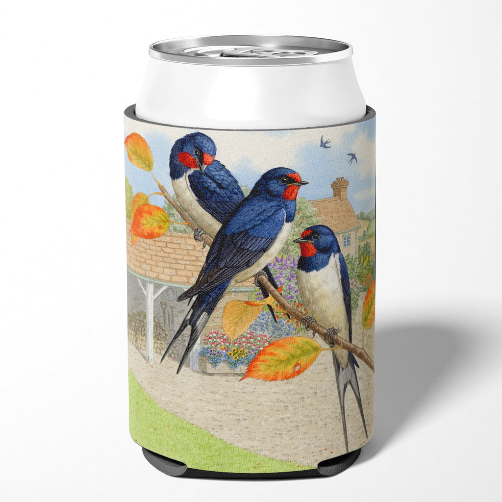 Swallows by Sarah Adams Can or Bottle Hugger Cooler Sleeve for Standard 12 oz Cans, Insulated Foam Beer & Soda Can Hugger Reusable
