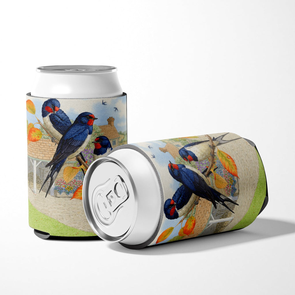 Swallows by Sarah Adams Can or Bottle Hugger Cooler Sleeve for Standard 12 oz Cans, Insulated Foam Beer & Soda Can Hugger Reusable