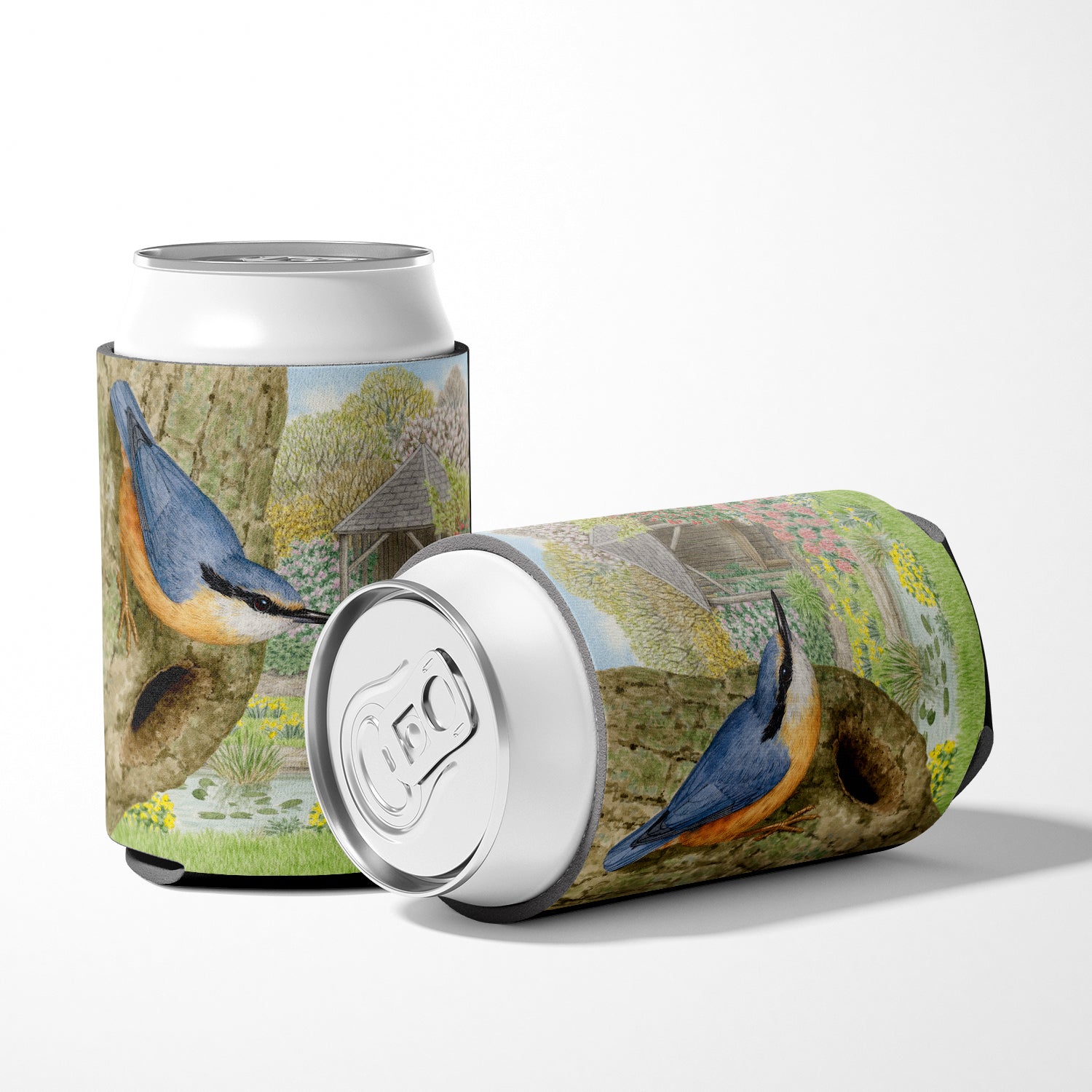 Nuthatch by Sarah Adams Can or Bottle Hugger Cooler Sleeve for Standard 12 oz Cans, Insulated Foam Beer & Soda Can Hugger Reusable