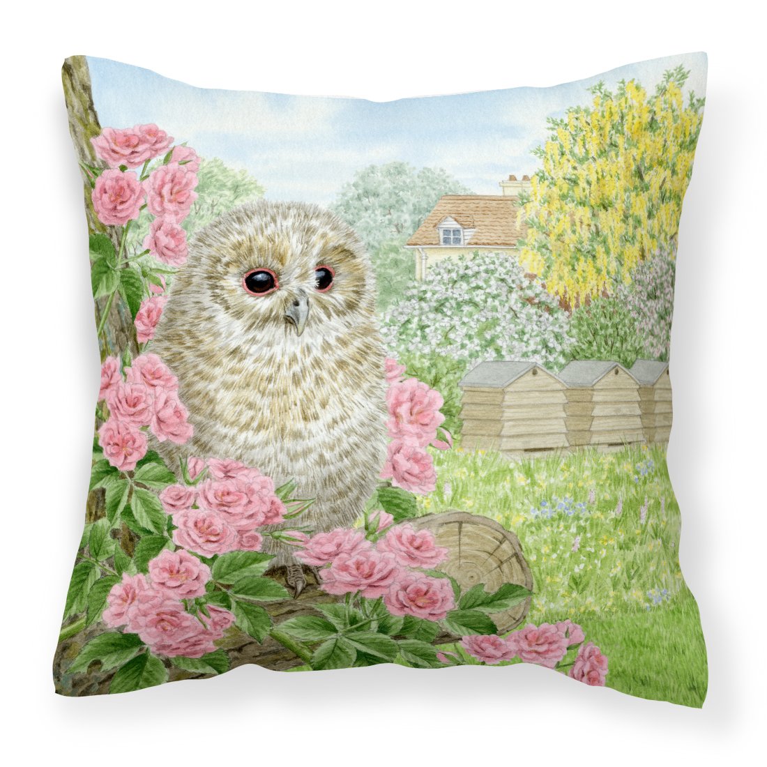 Tawny Owlet by Sarah Adams Decorative Throw Pillow 18x18 Indoor Outdoor Accent Cushion, Fabric Cover with Insert for Sofa, Bed, Porch & Living Room