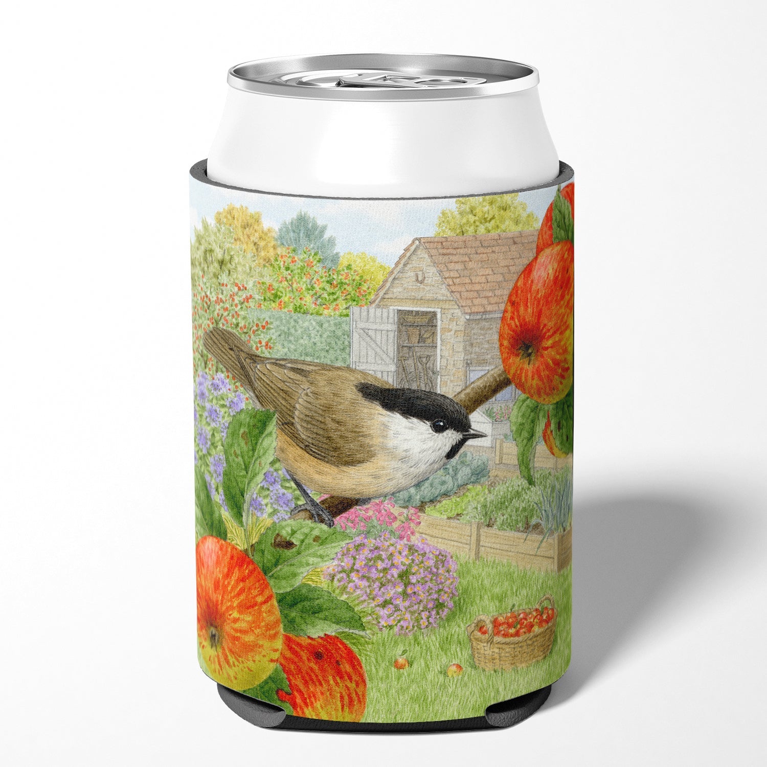 Coal Tits Apple Picker Can or Bottle Hugger Cooler Sleeve for Standard 12 oz Cans, Insulated Foam Beer & Soda Can Hugger Reusable